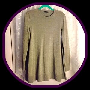 Lafayette 148 New York Silver Metallic Wool Bell Shape Sweater Tunic